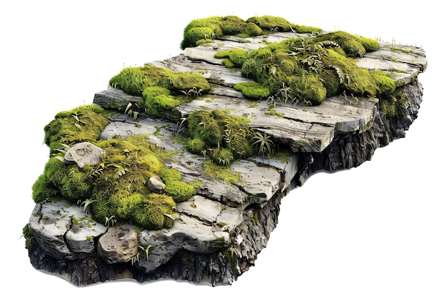 Moss on tree bark with an isometric view as a cutout in a white background clipart collection of mo