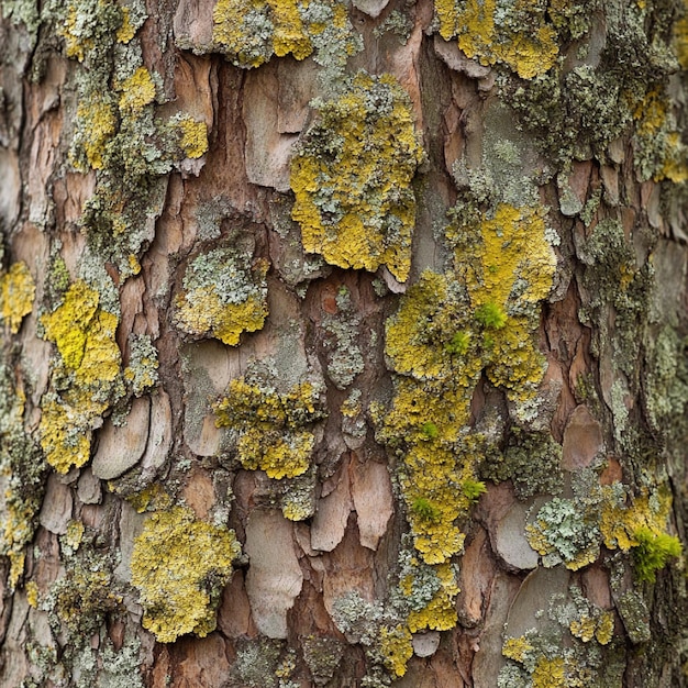 Mosscovered bark on a forest tree