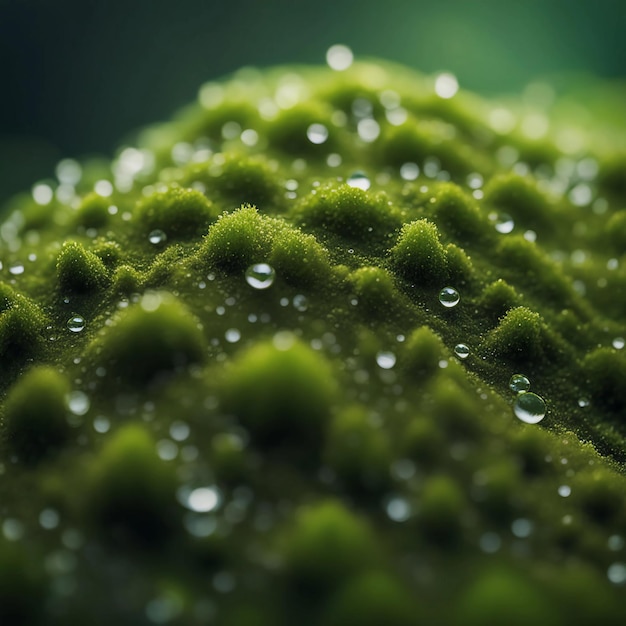 Photo mosscovered rock closeup of a rock surface covered in soft green moss