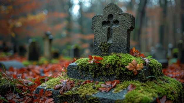 MossCovered Stone Bench in Forest