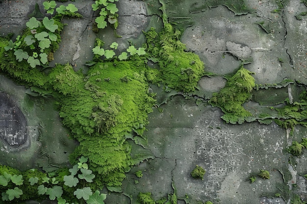 Photo a mossy stone wall with a green mossy pattern