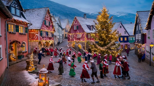 Photo most beautiful christmas villages in europe background