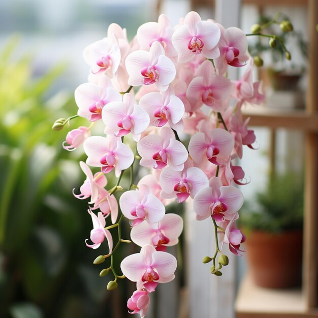 Most Cute White Pink orchid flowers image Generative AI