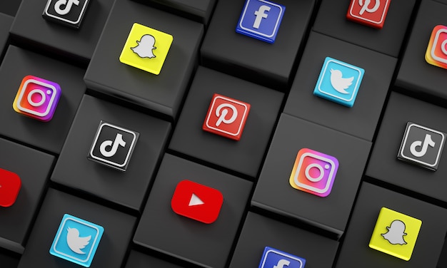 Most Popular Social Media Icons on Black Cubes