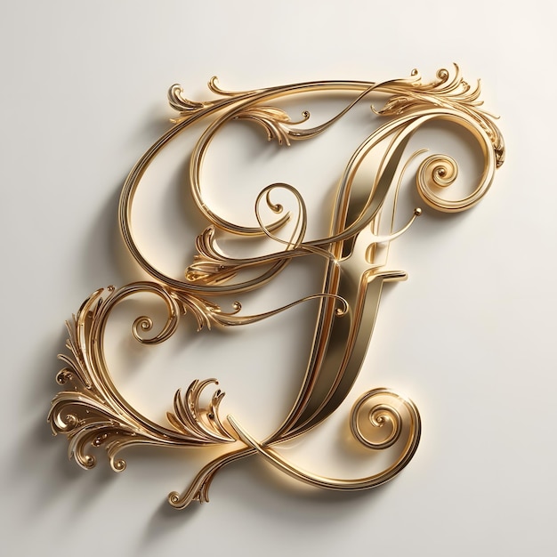 The most unique elegant and beautiful looking gold letter E written in a calligraphy style