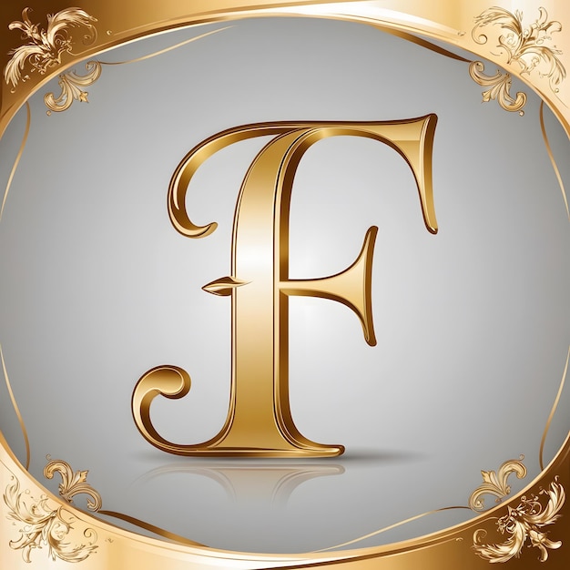 The most unique elegant and beautiful looking gold letter F written in a calligraphy style