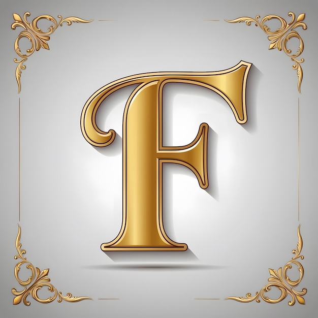 The most unique elegant and beautiful looking gold letter F written in a calligraphy style