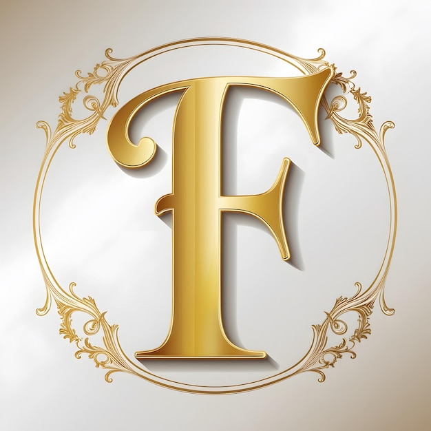 The most unique elegant and beautiful looking gold letter F written in a calligraphy style