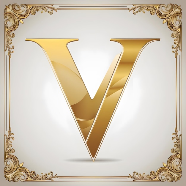 The most unique elegant and beautiful looking gold letter V written in a calligraphy style