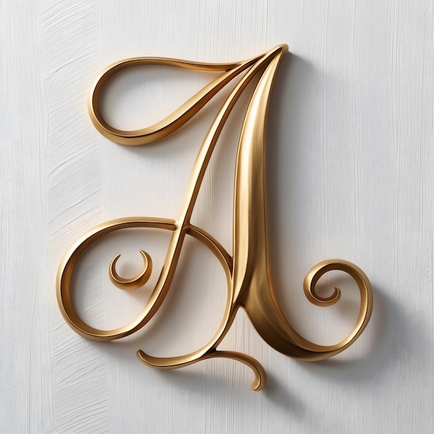 The most unique elegant and beautiful looking gold letter A written in a calligraphy style