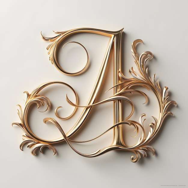 The most unique elegant and beautiful looking gold letter A written in a calligraphy style