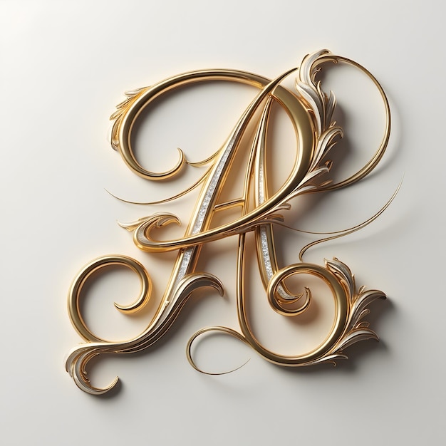 The most unique elegant and beautiful looking gold letter A written in a calligraphy style