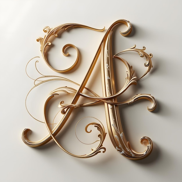 The most unique elegant and beautiful looking gold letter A written in a calligraphy style