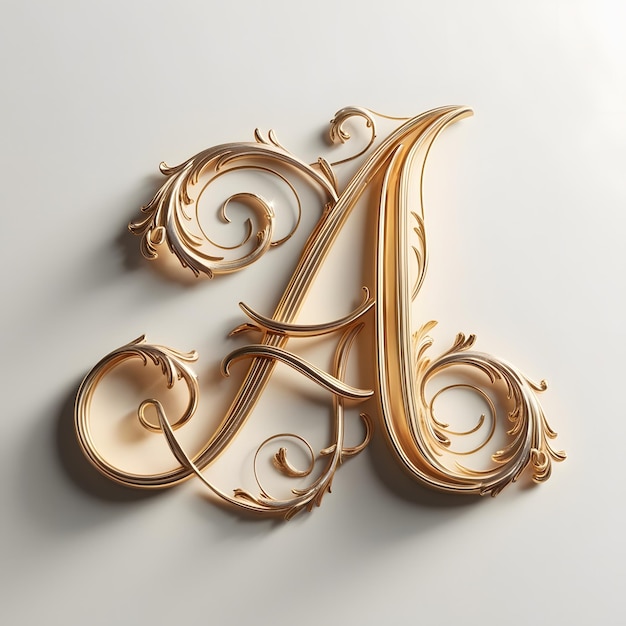 The most unique elegant and beautiful looking gold letter A written in a calligraphy style