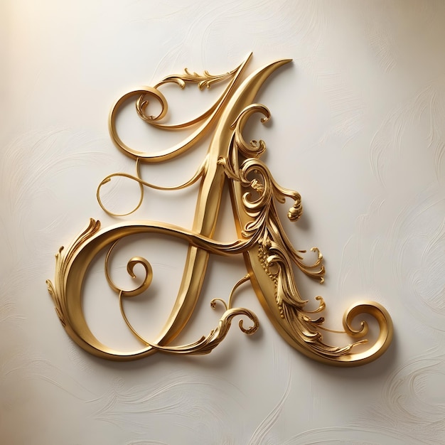 The most unique elegant and beautiful looking gold letter A written in a calligraphy style