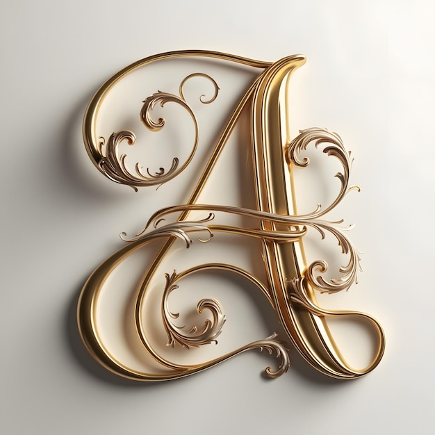 The most unique elegant and beautiful looking gold letter A written in a calligraphy style