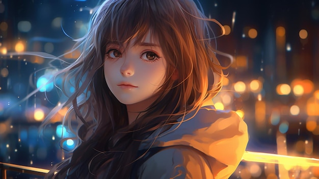 Photo most wonderful anime girl digital painting wallpaper image ai generated art