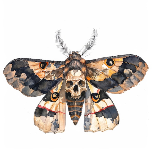 Photo a moth with a black and orange markings on its face