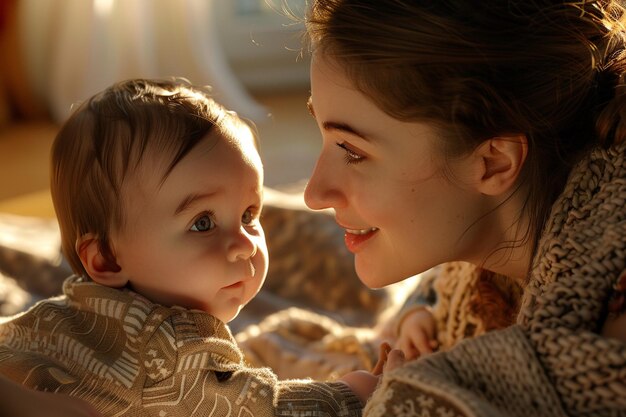 Mother and baby attending a baby sensory storytell