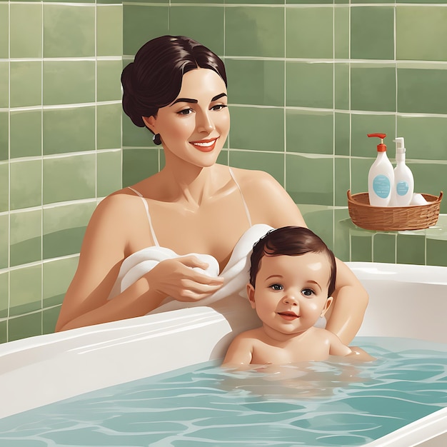 mother and baby bath