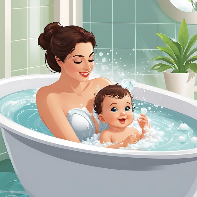 mother and baby bath