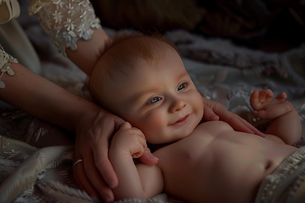 Mother and baby enjoying a baby massage