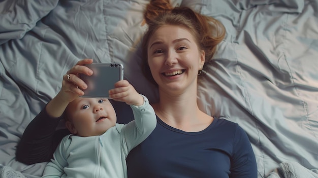 Photo the mother and baby selfie