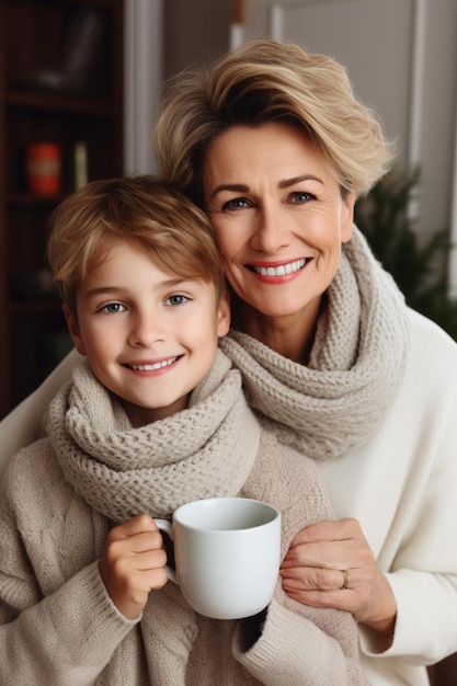 a mother and child pose for a photo with their arms around each other