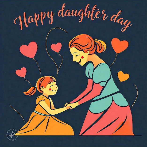 Photo a mother and daughter are holding hands and the words happy day