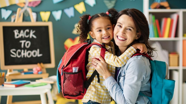 a mother and daughter are smiling and hugging each other