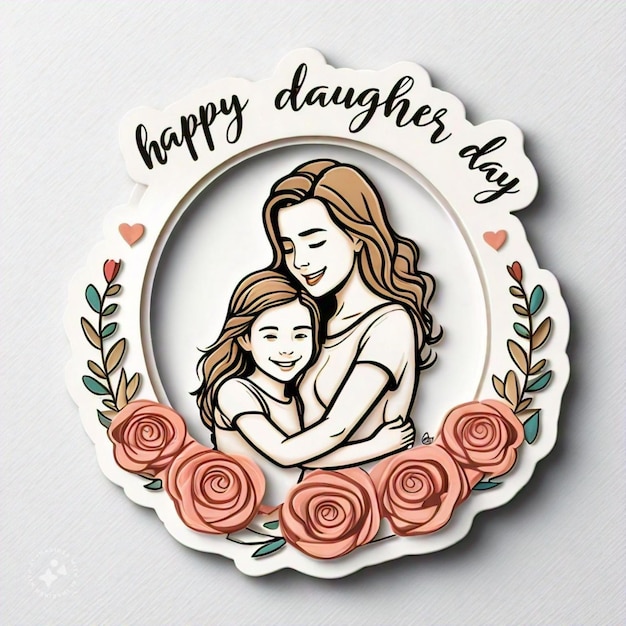 Photo a mother and daughter in a circle with roses and mother holding a girl