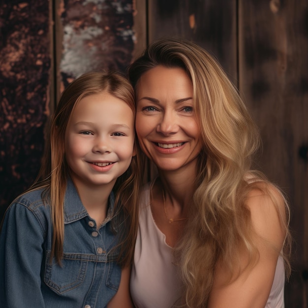 Mother and Daughter Family Portrait Indoors