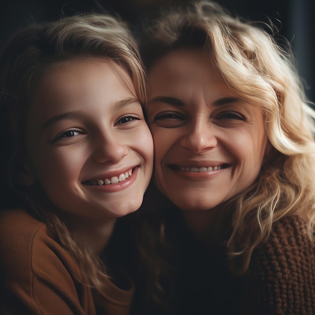 Mother and Daughter Family Portrait Indoors