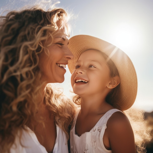 Mother and Daughter Family Portrait Outdoors