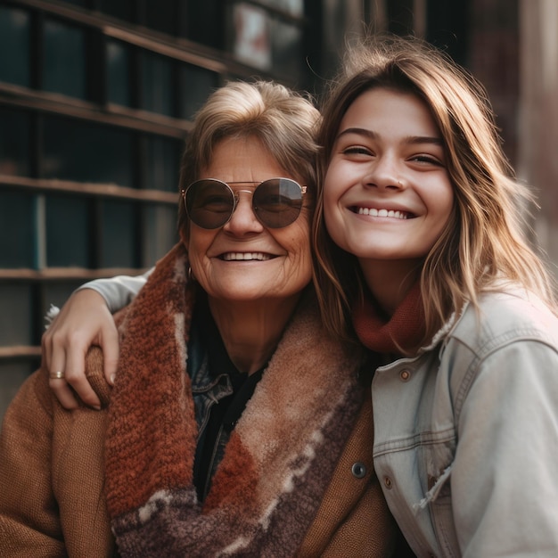 Mother and Daughter Family Portrait Outdoors