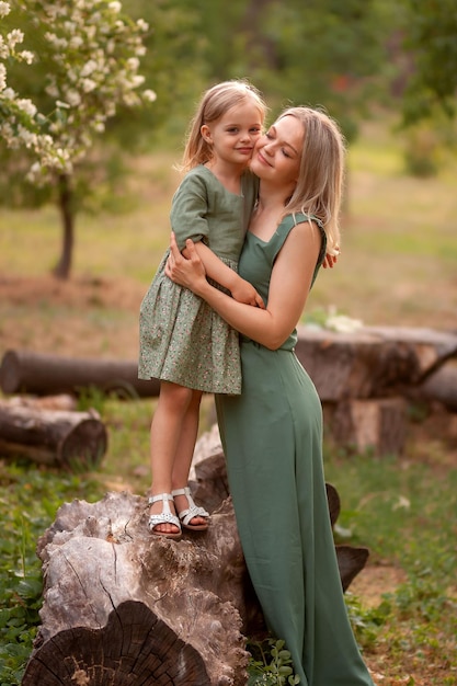 mother and daughter in the garden