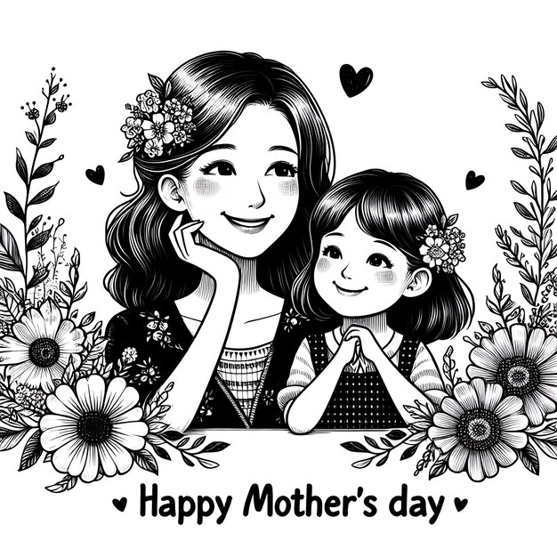 a mother and daughter picture with flowers and the words happy mothers day