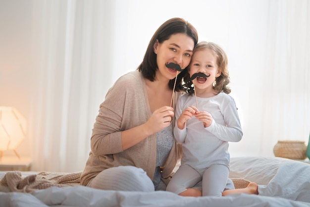 Mother and daughter playing