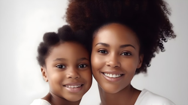 A mother and daughter smile for the camera.