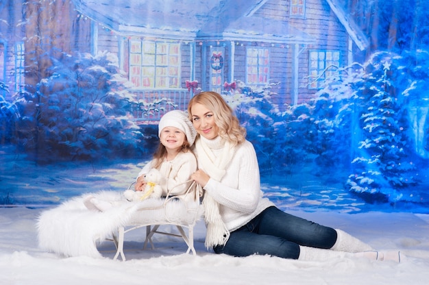 Mother and her daughter celebrate christmas