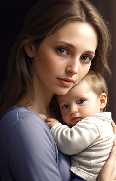 Mother holding baby Jpg