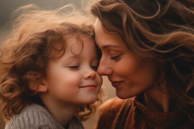 Photo mother holding the child in her arms with a radiant smile expressing her love on mother39s day