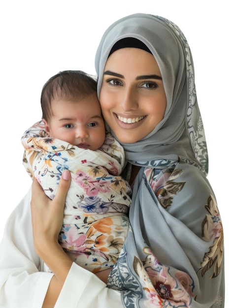 Mother holding her newborn baby transparent background