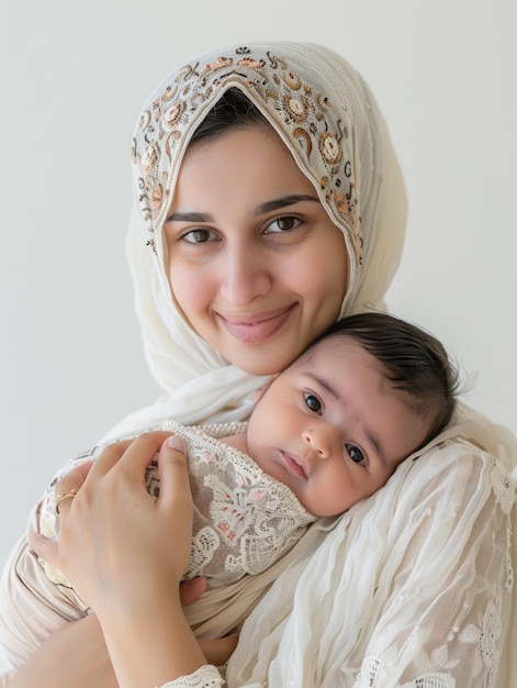 Mother holding her newborn baby transparent background