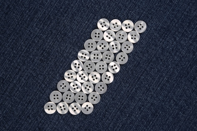 Mother of pearl buttons in blue denim