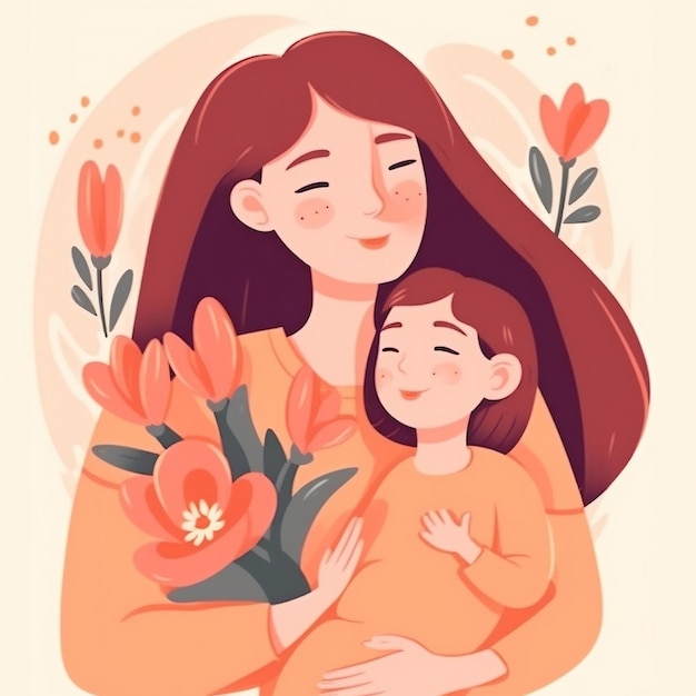 Mother's day simple flat illustration