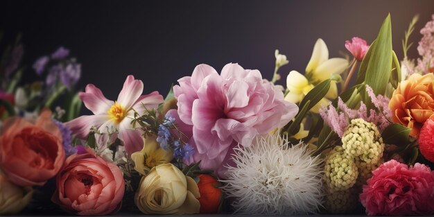 Mother's Day spring banner with a colorful floral display