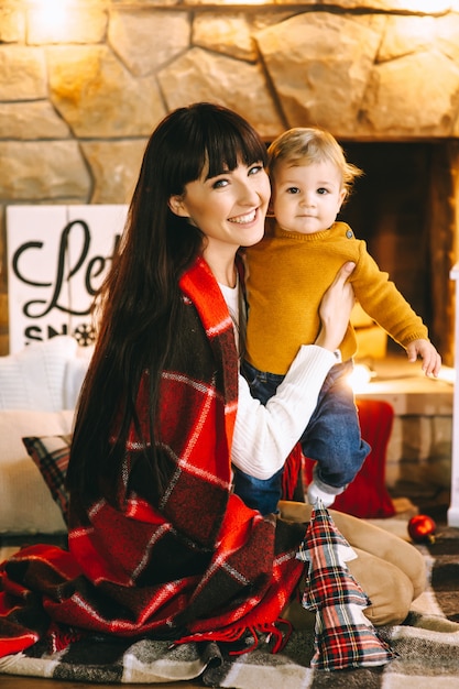 mother and son christmas