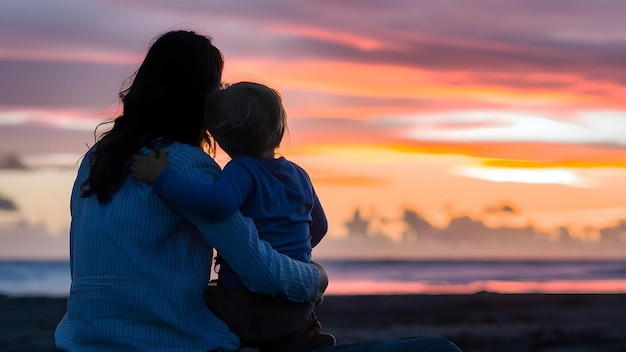 mother and son hugging on a mothers day moment of love and pure feelings mom and child generative ai