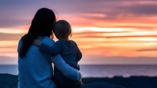 mother and son hugging on a mothers day moment of love and pure feelings mom and child generative ai